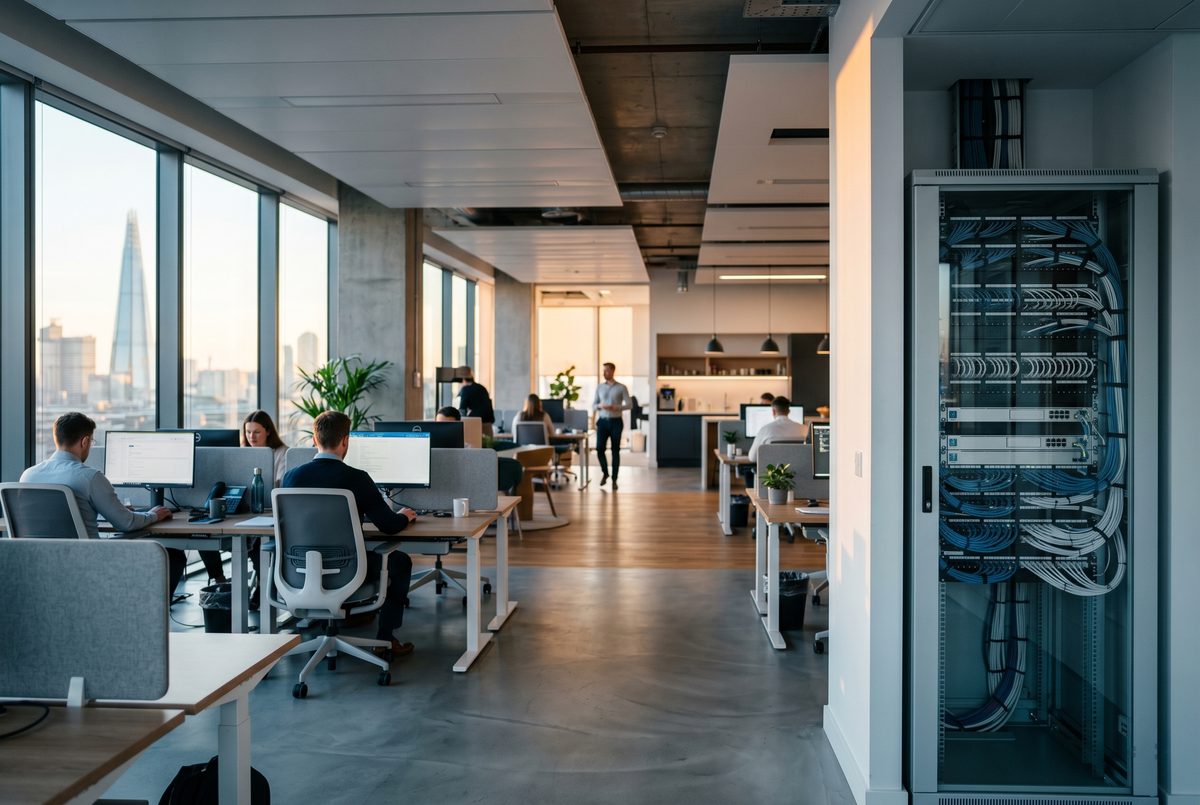 Network patching in a modern office building's data cabinet