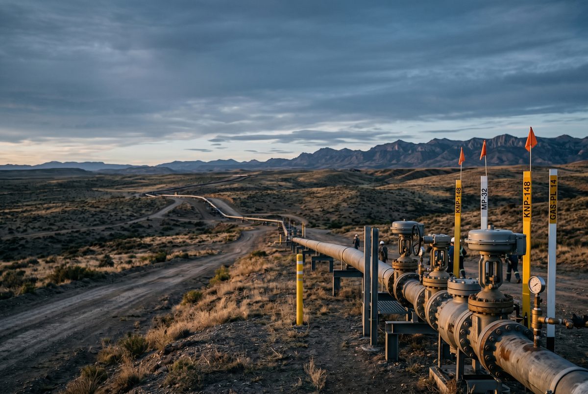 Öl- und Gaspipeline durch offenes Gelände