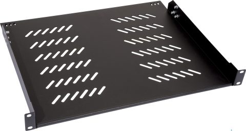 Vented shelf 19" 1U 450mm with Ventilation holes Black