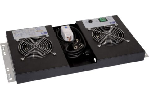 Lüftereinheit 2-fach 2 Lüfter Schwarz + Thermostat