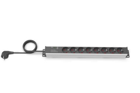 Spannungsschuh 8-fach Schuko 19"Alu 2m Kabel M/Überspannung