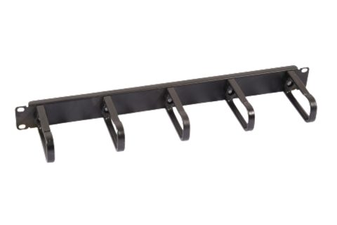 19" 1HE Kabelführungspanel, 5 Bügel 44x60mm, Stahl RAL9005