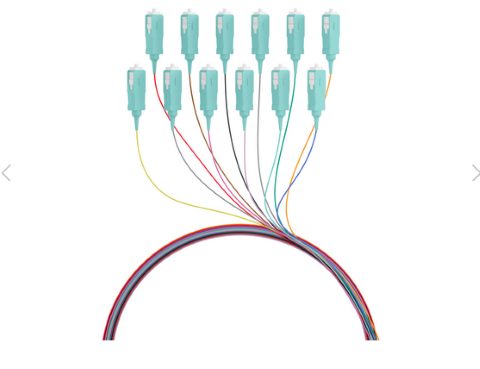 Pigtail set MM 50/125µm OM3 SC Simplex colored set 12f 1,5m
