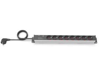 Spannungsschuh 8-fach Schuko 19"Alu 2m Kabel M/Überspannung
