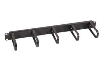 19" 1HE Kabelführungspanel, 5 Bügel 44x60mm, Stahl RAL9005