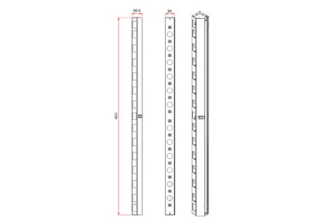 Vertical cable organizer Black set of 2pc