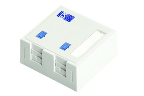 2 port Shuttered Surface Mount Box for RJ-45 Keystone