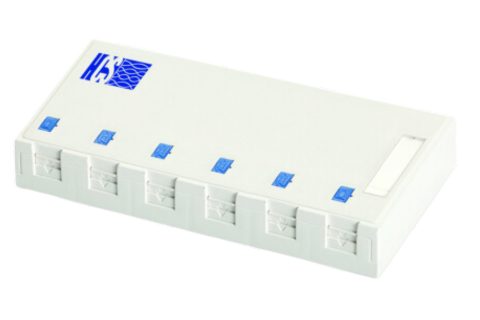 6Port, Konsolidierungspunkte fur RJ-45 Keystones Weiss
